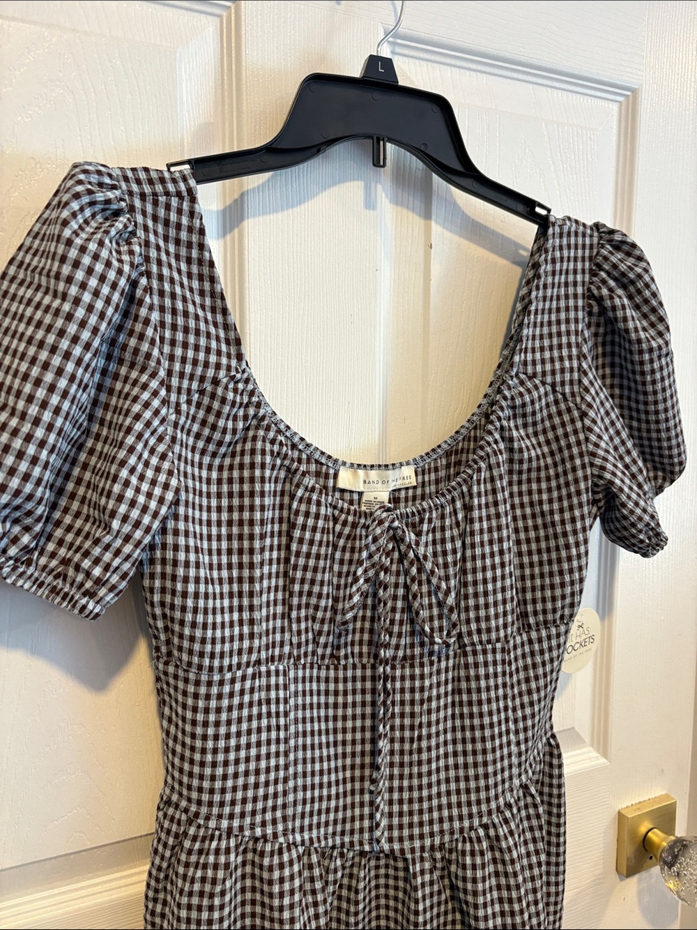 BNWT BAND OF THE FREE Gingham Maxi Dress with Puff Sleeves Women's Size Medium - Picture 5 of 9